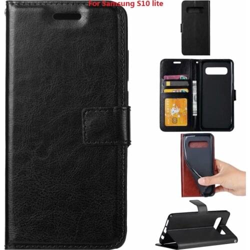 10pcs/lot crazy horse Wallet Leather PU cover Case For Samsung S10 plus lite e