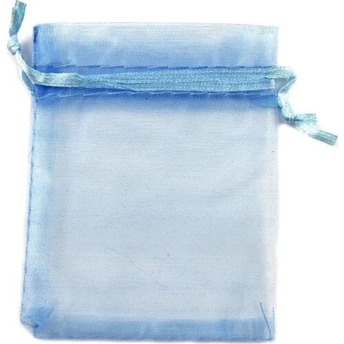 100Pcs Blue Organza Bags Wedding Party Decoration Drawable Packaging Jewelry Candy Packaging Organza Bags & Pouches
