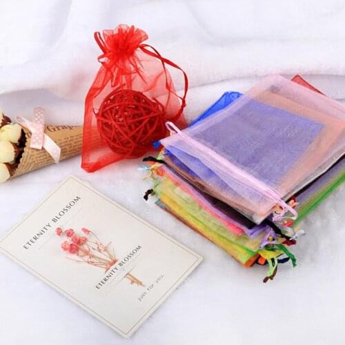100pcs Organza Jewelry Packaging Bag 9x12cm Wedding Favor Bag Party Gift Bags Christmas Packaging Bag Wholesale