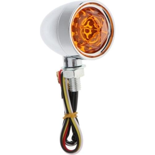 2Pcs Motorcycle Amber Turn Signals Indicator Lights Lamp Bullet-Shaped