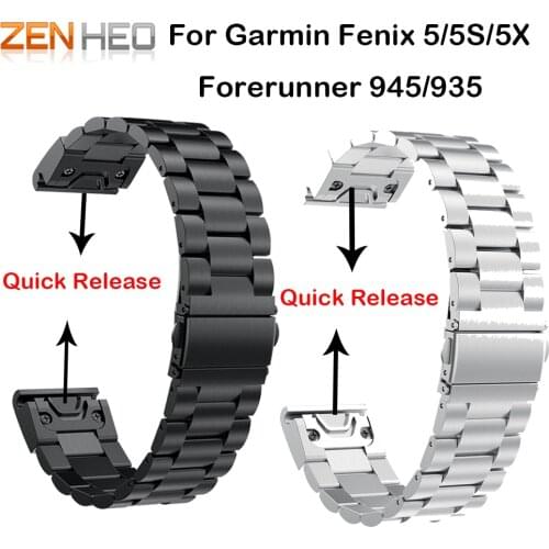 26 22 20mm Quick Release Watchband For Garmin Fenix 5/5X/5S Plus 3/3HR Forerunner 935/945 Smart Watch Stainless steel Straps