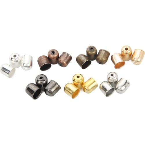 50-100pcs 8 Colors Leather Cords Bracelets Buckle Finding End Tip Tassel Caps Crimp End Beads Caps For Jewelry Making DIY