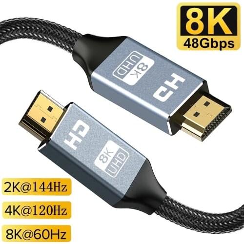 8K 48Gbps HDMI-Compatible 2.1 Cable 4K@120Hz 8K@60Hz eARC HDR for Apple TV 4K Roku Sony LG Samsung Xbox RTX 3080 3090 PS5