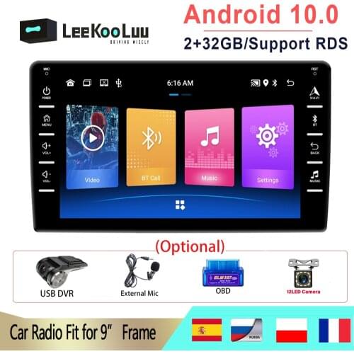 LeeKooLuu Car Radio 2 din Android 10.0 Multimedia Player GPS Navigation WIFI Mirrorlink for Toyota Volkswagen Hyundai Kia Ford
