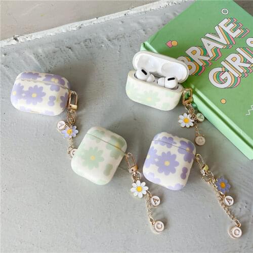 Fundas for AirPods Pro Case Korean Flower Cute Flower Pendant Keyring Headphone Case for Air Pods 3 Pro Soft Earphone Cover