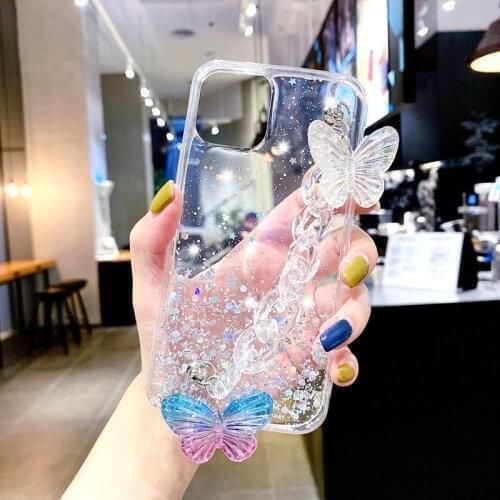 Case For OPPO A3S A5S A12E A12 AX7 A92S A74 4G A91 F5 F3 F15 F7 F9 Pro Reno 5F Lite Find X3 PRO Crystal bracelet butterfly