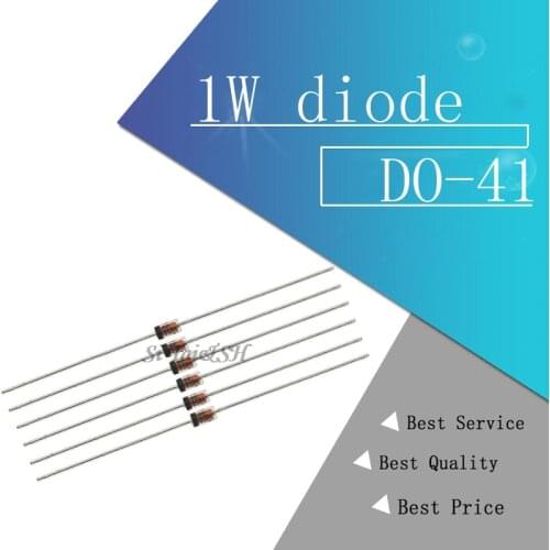 100pcs 1W diode DO-41 3V 3V3 3V6 3V9 4V3 4V7 5V1 5V6 6V2 6V8 7V5 8V2 9V1 10V 11V 12V 13V 15V 1N4733A 1N4742A 1N4728A