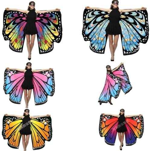 Double-sided Printing Butterfly Wings for Women multicolor Ladies Dancing Costume Accessories Adult Dance Props Cape for Stage