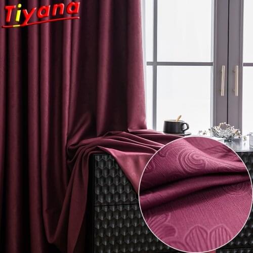 Electric Engraving 3D Flowers Curtains for Living Room Premium Texture Wine Red Blackout Window Drapes for Bedroom Balcony *VT