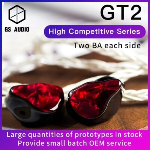 GS AUDIO GT2 2BA Hybrid Driver HiFi In-Ear Earphones with 0.78 2pin Detachable Cable IEMs for Audiophiles Musician OEM ODM