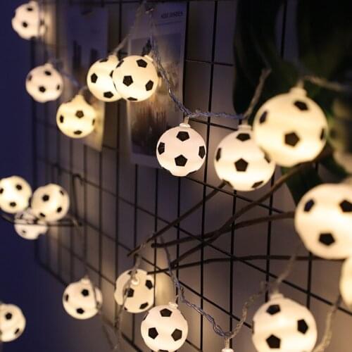 Soccer Balls String Light 10-80 LED Football Garland Lights Bedroom Wedding Party Christmas Decor Lights Bar Club Match