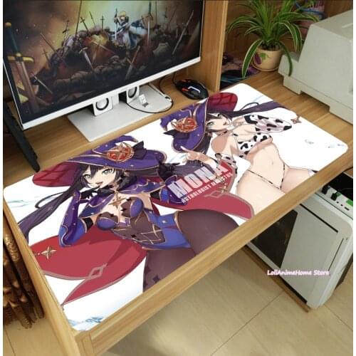 Game Genshin Impact Mona Sexy Large Mouse Pad Anime Gaming Computer Desktop Keyboard Mat Anti-Slip Playmat Otaku Cosplay Gift