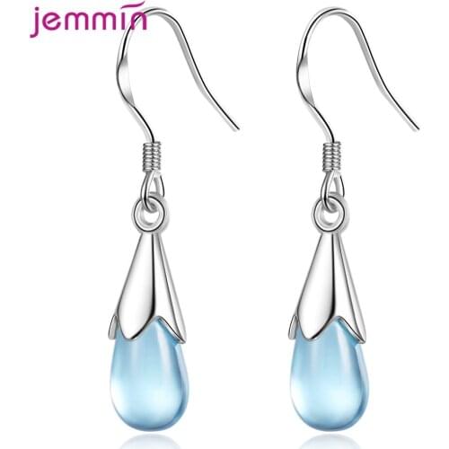 Ins Hot Waterdrop 1Pairs 925 Sterling Silver For Women Crystal Drop Earring Opal Fine Jewelry pendientes Brinco