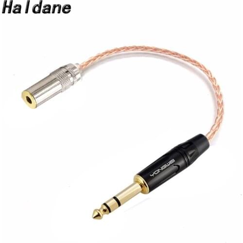 Haldane HIFI 1/4 6.35mm Male to 4.4mm Balanced Female 7N OCC Single Crystal Copper Audio Adapter Cable