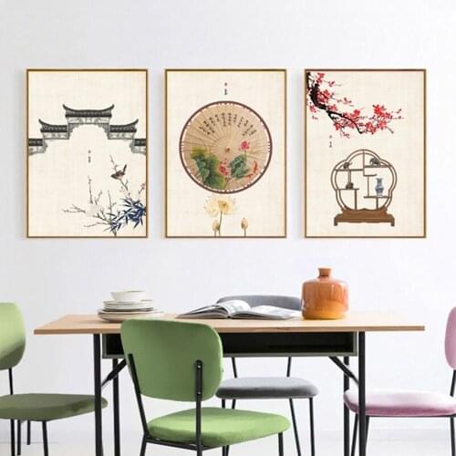 Chinese Style Plum Blossom Scenery Posters and Prints Flower Ink Canvas Painting Wall Art Picture for Living Room Home Decor