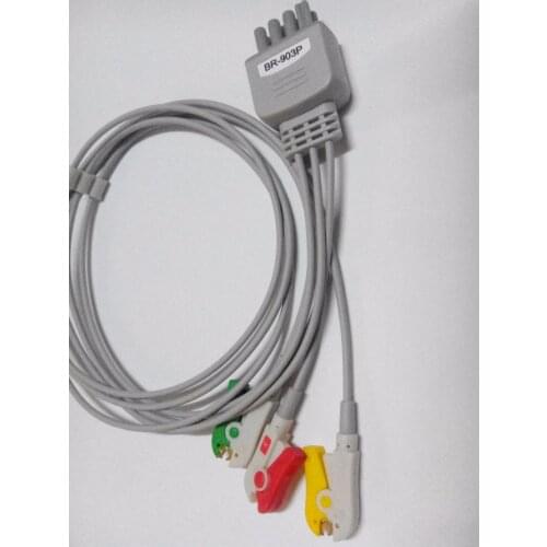 Kmtkeramed for Nihon Konden BR-903P Grabber (Clip) NK style lead wires, 35 in. 90 cm , 3-Ld