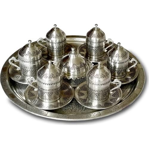 6 Set Turkish Ottoman Arab Greek Moroccan Coffee Set 100 Handmade Coffee Cups Tray Espresso Coffee Cup Set authentic Gift