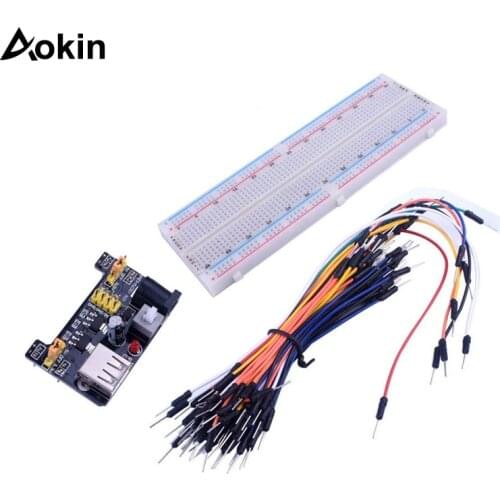 MB102 Solderless 830 pins Breadboard Power Supply Module 65pcs Breadboard Jumper Wire male to male dupont Cable Kit for Arduino