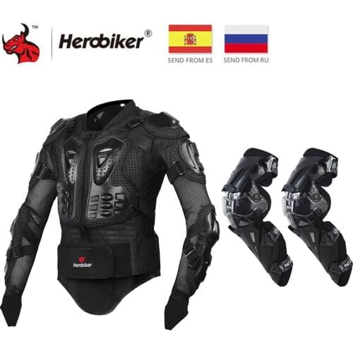 HEROBIKER Motorcycle Jacket Armor Motorcycles Vest Riding Chest Protective Gear Motocross Off-Road Racing Jacket+Motorcycle Knee