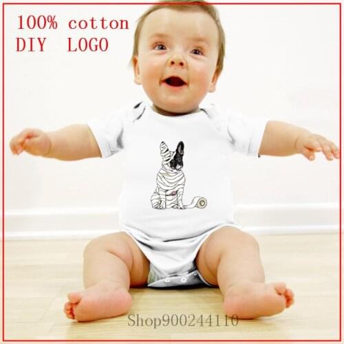 Mummy French Bulldog Baby Bodysuits short Sleeves Cotton Bodysuits Baby Girl/Boy Clothes Cartoon Newborn Infant Baby Clothing
