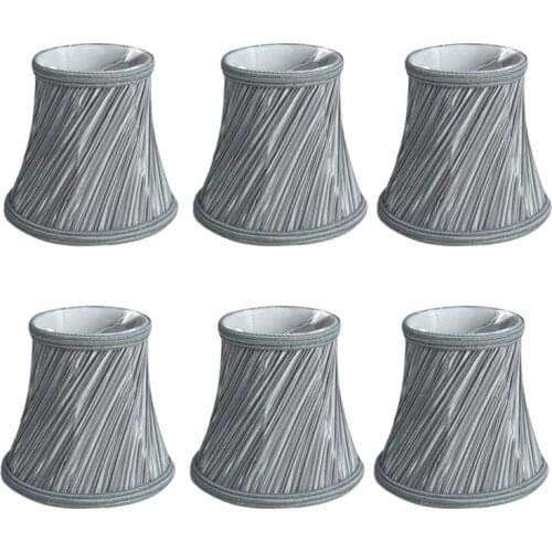 Set of 6 Gray Clip on Lamp Shade Kit Little Upright Candle Chandelier Drop Light Lampshade