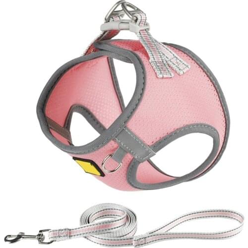 Pet Cat Dog Harness Leash Set Safety Reflective Harness Vest Multi Size Walking Lead Leash For Small Medium Dogs