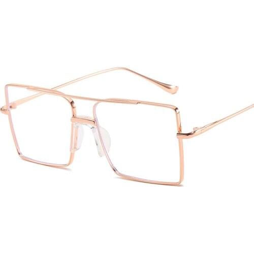 Wholesale Retro Customizable Logo Adult glasses Gold Frame Double Bridge Unisex Metal Square Glasses AB012