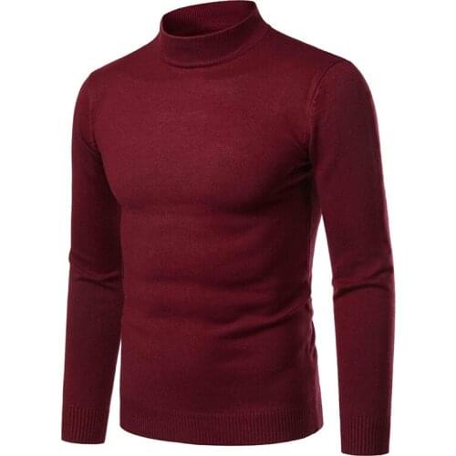 Autumn Warm Cashmere Sweater Men Half High Collar Mens Sweaters Slim Fit Pullover Men Classic Wool Knitwear Pull Male