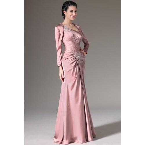 Two-piece set Mother Of The Bride Dresses Dusty Pink Satin For Wedding Evening Party Gown Elegant Mother Guest Dress With Jacket