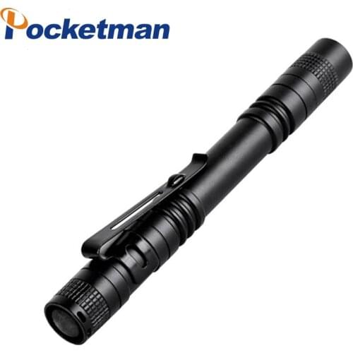 POCKETMAN Pen Mini Portable LED Flashlight Torch XPE-R3 Flash Light battery Hunting Lamp By AAA battery