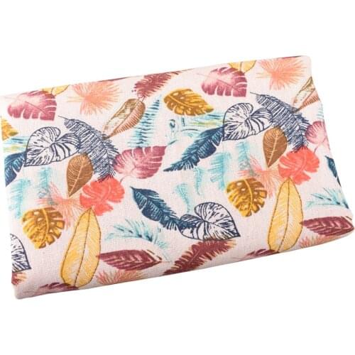 QUANFANG leaves series Printed Cotton Linen Fabric For DIY Quilting Sewing sofa,Table Clothes,Curtain Cushion Hold Pillow