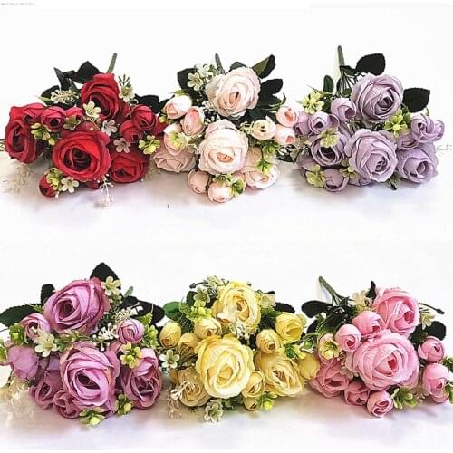 1 pack of peony silk bouquets home decorations accessories wedding party scrapbook fake plants DIY tassel artificial roses