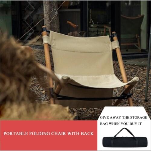 Back chair for lunch break outdoor folding chair portable travel fishing camping solid wood chair