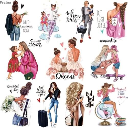 Prajna Fashion Lady Thermal Transfer Stickers On Clothes Fashion Girl Iron On Patches For Clothing DIY Washable T-shirt Clothes