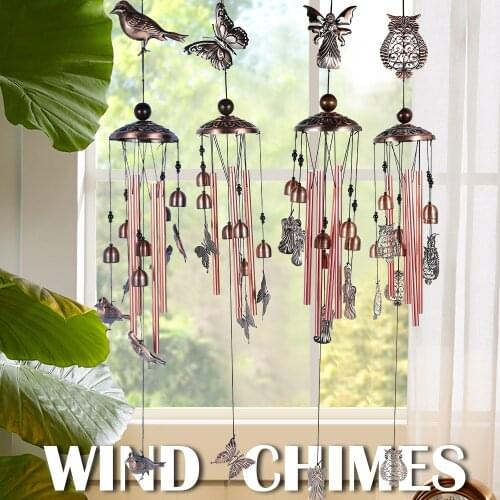 Bird Wind Chimes Outdoor Garden Wind Chimes Bells with 4 Aluminum Tubes 6 Bells Romantic Wind Chime for Indoor Garden Home Decor
