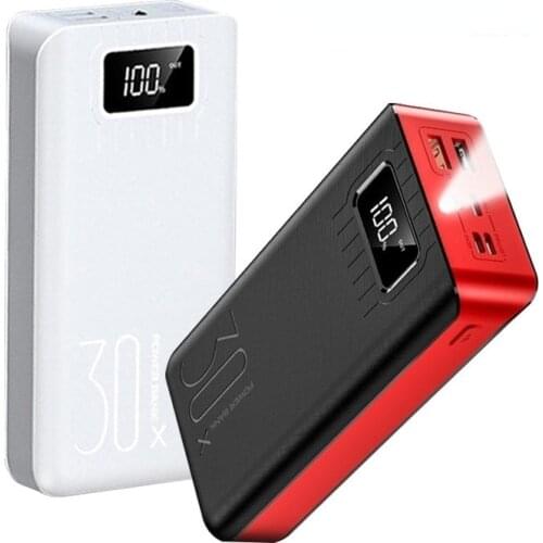 Power Bank 30000mAh One-way Quick Charge Digital Display Flashlight Fast Charging External Battery Portable Powerbank