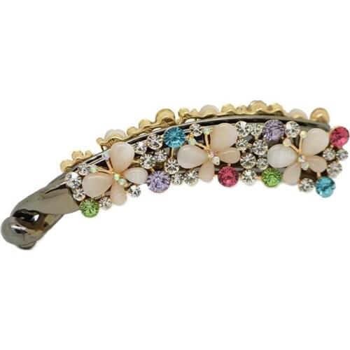 Xiwstar Crystal Rhinestone Butterfly Banana Hair Clip Barrette for Women Tie Up Vertical Clips Ponytail Hair Claws Accessories