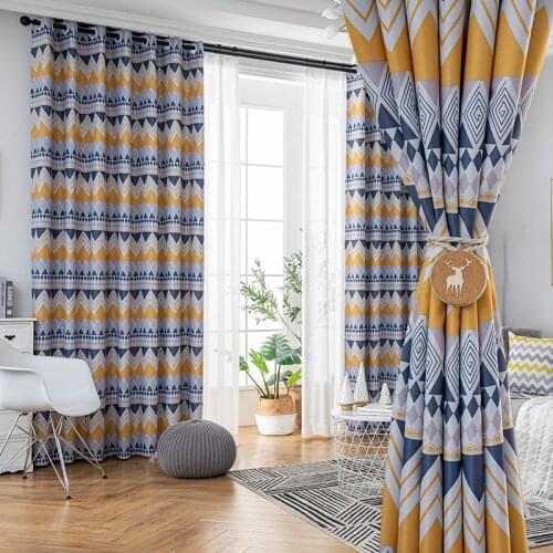 Nordic Bohemian curtains net red bay window triangle pattern for bedroom living room blackout curtains tulle custom