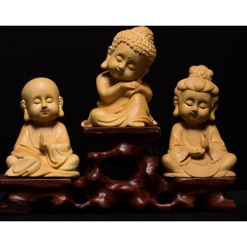 Boxwood carving room consecrates statue handicraft zen figure Shakyamuni Sculpture Buddha Statue Crafts Home Decor