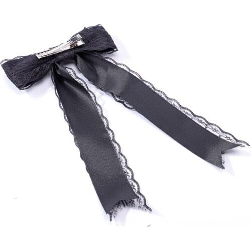 Hair Clip Bowknot Lace Gothic Hair Accessories Women Hairpins Black Elegant Hair Barrettes Girls For Cosplay Party