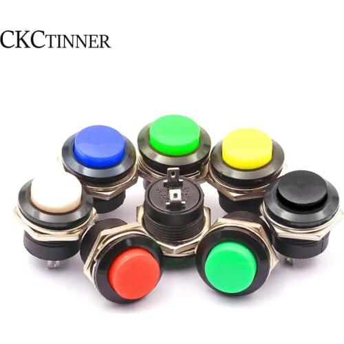 1 pcs R13-507 Momentary SPST NO Red Round Cap Push Button Switch AC 6A/125V 3A/250V Red Black Blue Red Yellow White