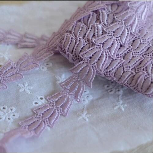 10 Meters Pink Purple Craft Leaves Flower Lace Trim Venise Floral Embroidered Applique Trim Decorated Lace Fabric Sewing 2.2cm