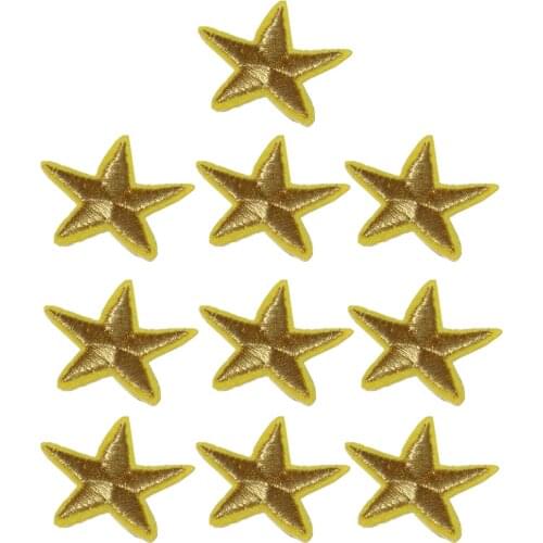 10pcs Gold Star Patches Badge Fabric Clothes Crafts Iron Sew On DIY Fabric Accessory for Garment Clothes Appliques 3.5cm
