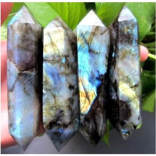 4pcs high quality 100% natural labradorite quartz crystal wand point healing as gift