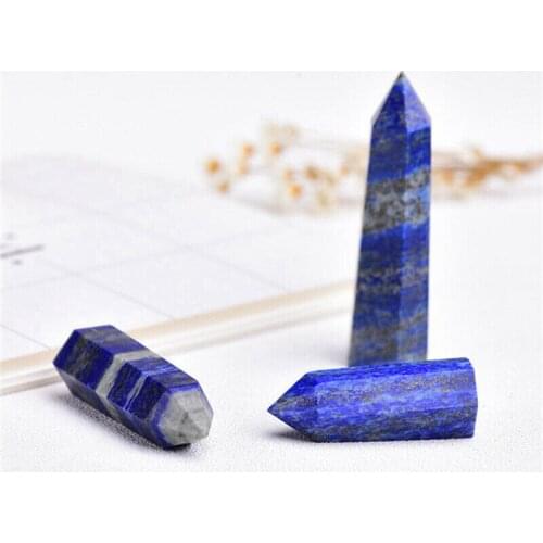 40-50mm7 PC Natural healing lapis lapis quartz crystal tip wand stone