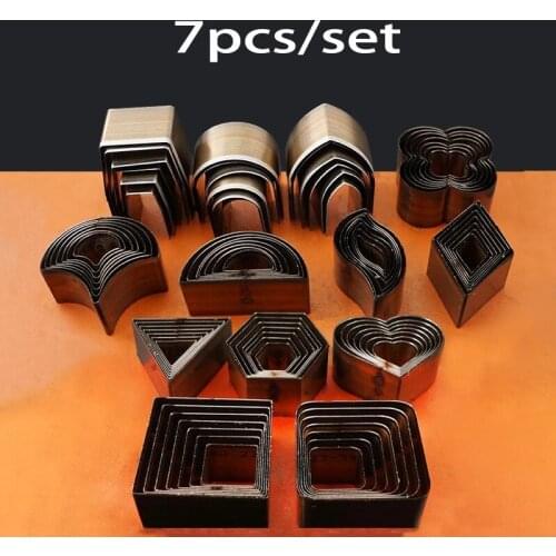 7pcs/Set Geometry Shaped Cutter DIY Leather Earring Jewelry Craft Round Bell Silicon Die Cutting Knife Punch Tool Mould Template