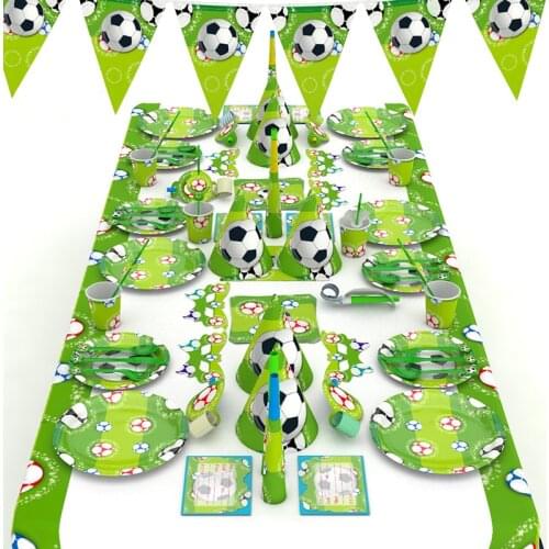 84pcs/lot Football Party Disposable Tableware Baby Shower World Football Party Set Supply Children Boys Favorite Birthday Party