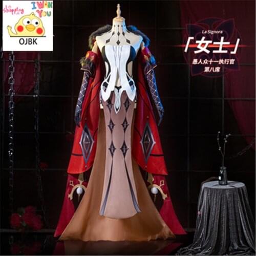 Anime Game Genshin Impact COSPLAY, The Eighth Seat Of Fatui, Lady, La Signora. In Stock, Can Be Customized，There Are Accessories
