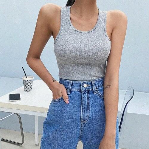 AOSSVIAO High Quality Elasticity O-Neck Top Women Camisoles Basic Tank 2021 sexy backless New Summer Streetwear Sport Vest Tees