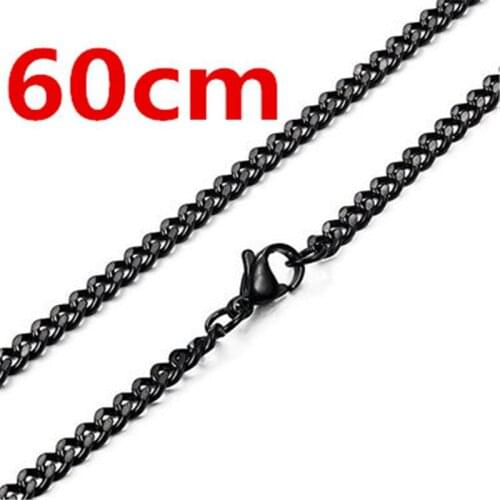 Punk Stainless Steel Necklace For Men Women Curb Cuban Link Chain Chokers Vintage Black Tone Solid Metal 60CM DIY Chain Jewelry